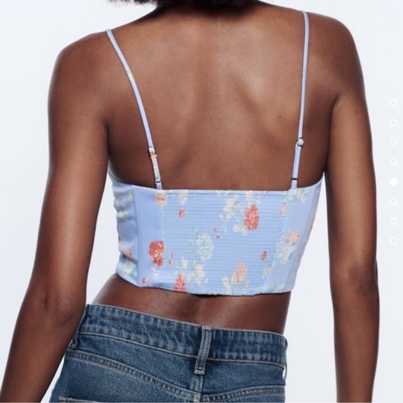 Zara Floral Corset Top Small - Picture 2 of 9